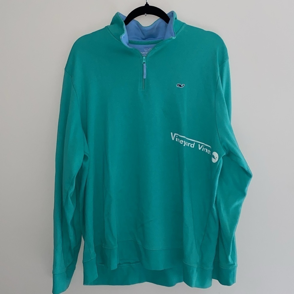 Vineyard Vines sea foam green quarter zip pullover